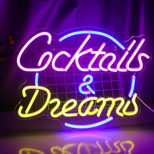 Norvo | Livlige Cocktails & Øl LED Neon Veggskilt