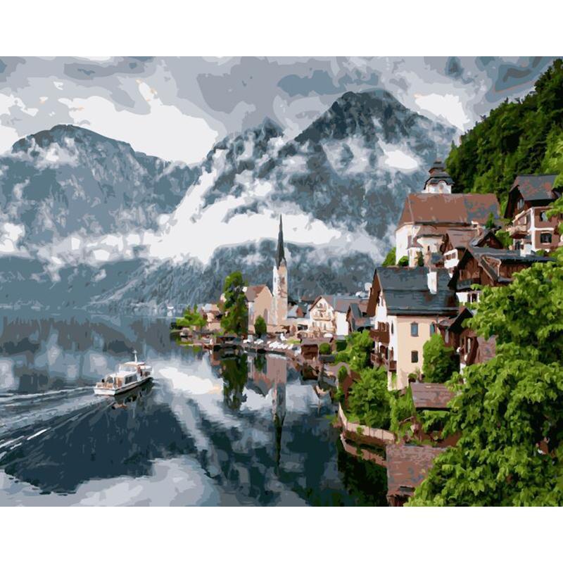 Fantasy Village Landscape - Van-Go Mal-etter-nummer Kit | Norvo