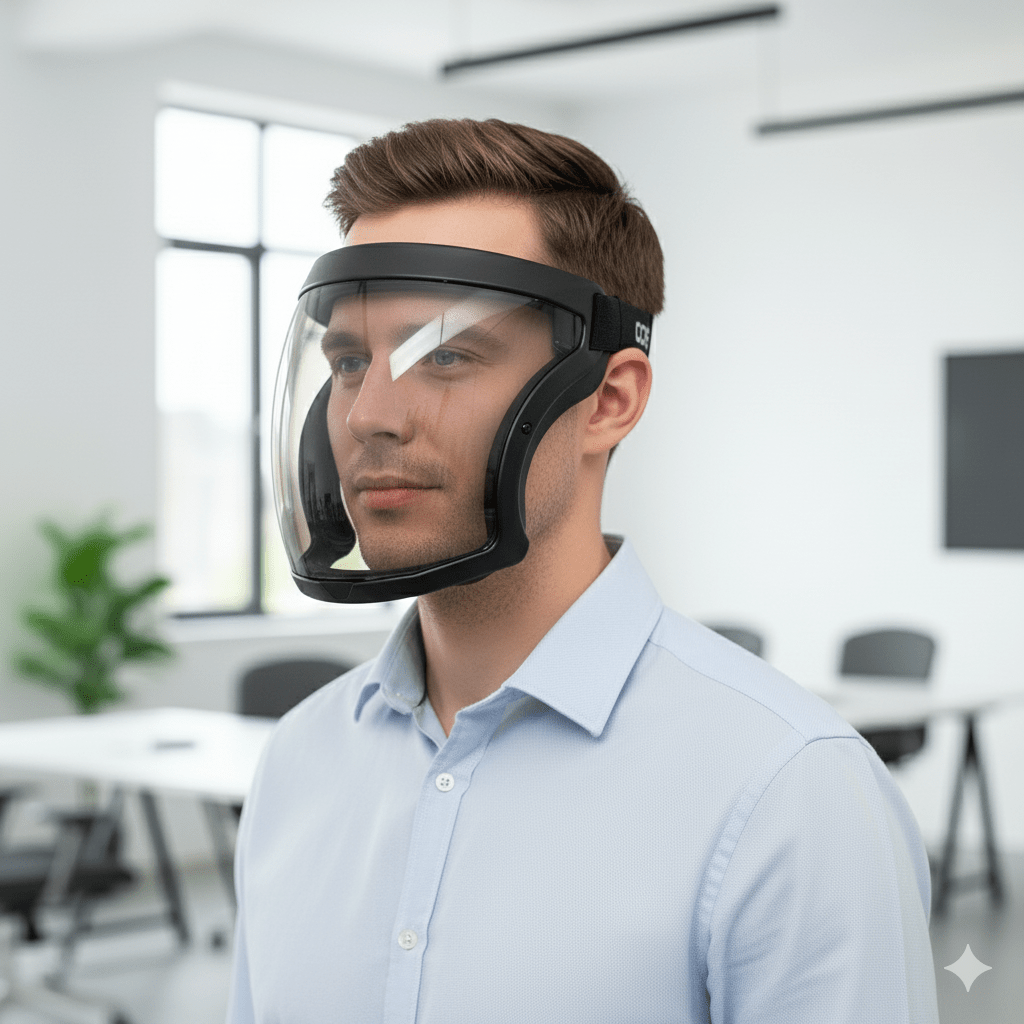 Norvo | VISIONSAFE – Heldekkende justerbart ansiktsskjold med anti-dugg og PM2.5-filter