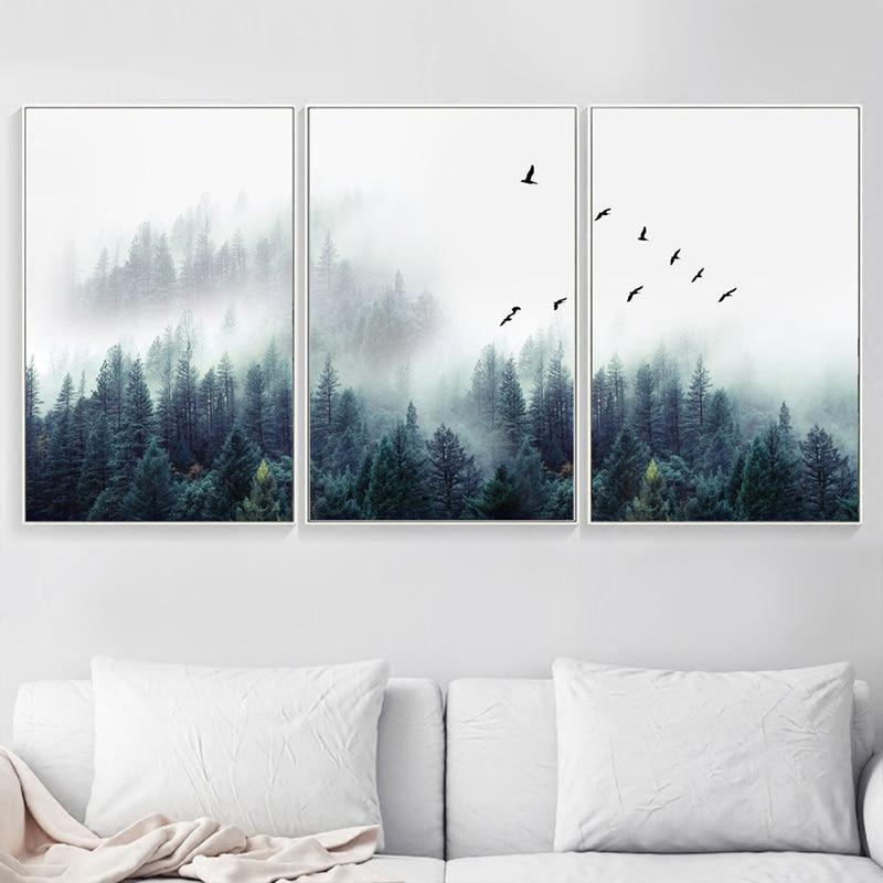 Norvo | 3-delt Nordic Forest Landscape Veggkunst