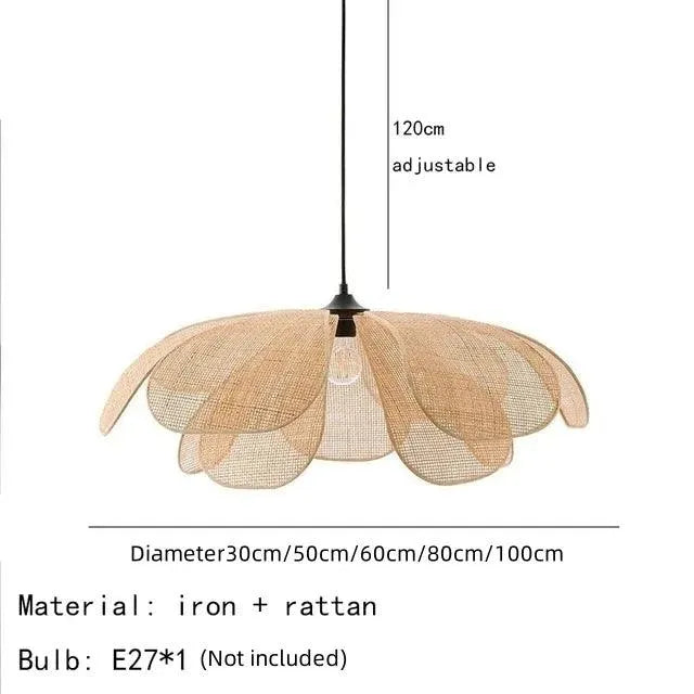 Vevde Petal Chandelier │ Moderne rattan hengende chandelier