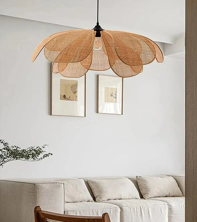 Vevde Petal Chandelier │ Moderne rattan hengende chandelier