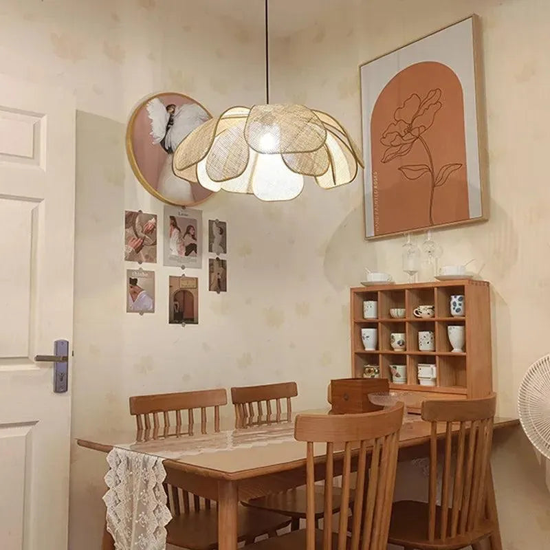 Vevde Petal Chandelier │ Moderne rattan hengende chandelier