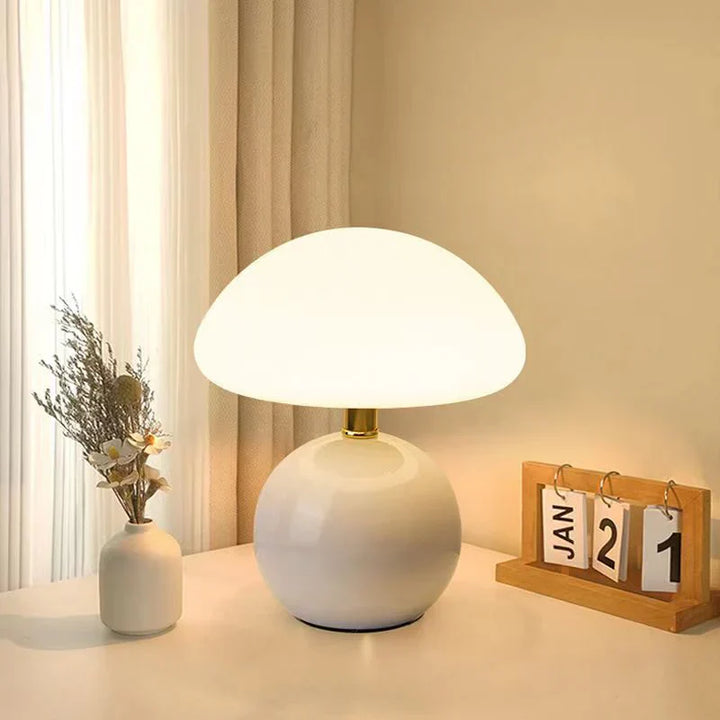 Norvo | Krem Sopp Lampe - Fransk Vintage Lampe