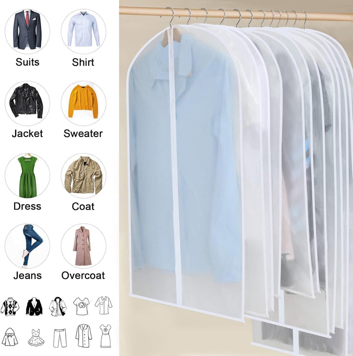 Frendorf | PEVA Clothes Protection Set – 12-pack Hanging Garment Bags in 3 Sizes (Buy 1, Get 1 FREE)