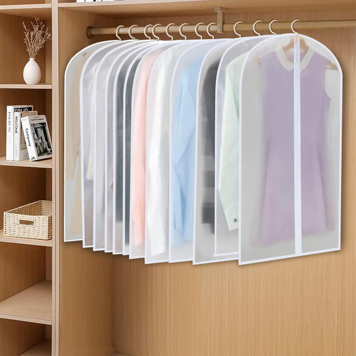 Frendorf | PEVA Clothes Protection Set – 12-pack Hanging Garment Bags in 3 Sizes (Buy 1, Get 1 FREE)