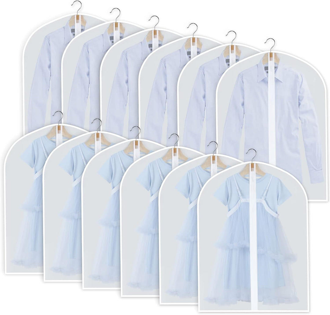 Frendorf | PEVA Clothes Protection Set – 12-pack Hanging Garment Bags in 3 Sizes (Buy 1, Get 1 FREE)