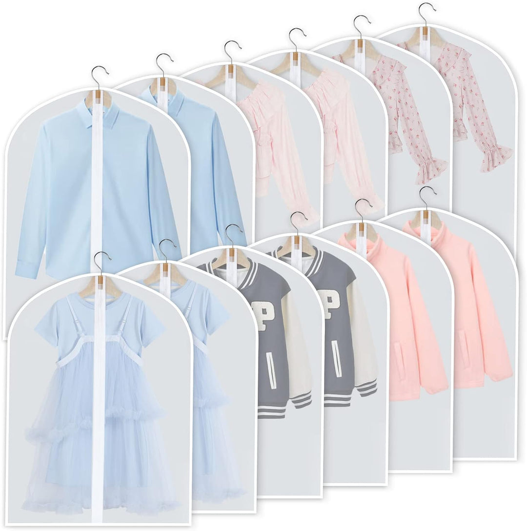 Frendorf | PEVA Clothes Protection Set – 12-pack Hanging Garment Bags in 3 Sizes (Buy 1, Get 1 FREE)