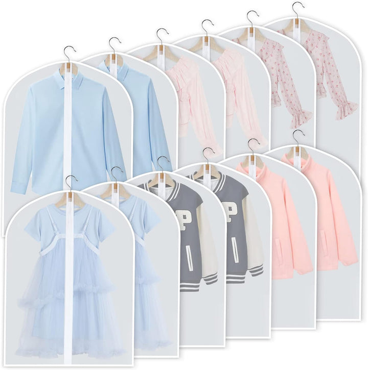 Frendorf | PEVA Clothes Protection Set – 12-pack Hanging Garment Bags in 3 Sizes (Buy 1, Get 1 FREE)