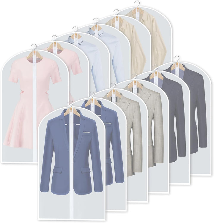 Frendorf | PEVA Clothes Protection Set – 12-pack Hanging Garment Bags in 3 Sizes (Buy 1, Get 1 FREE)
