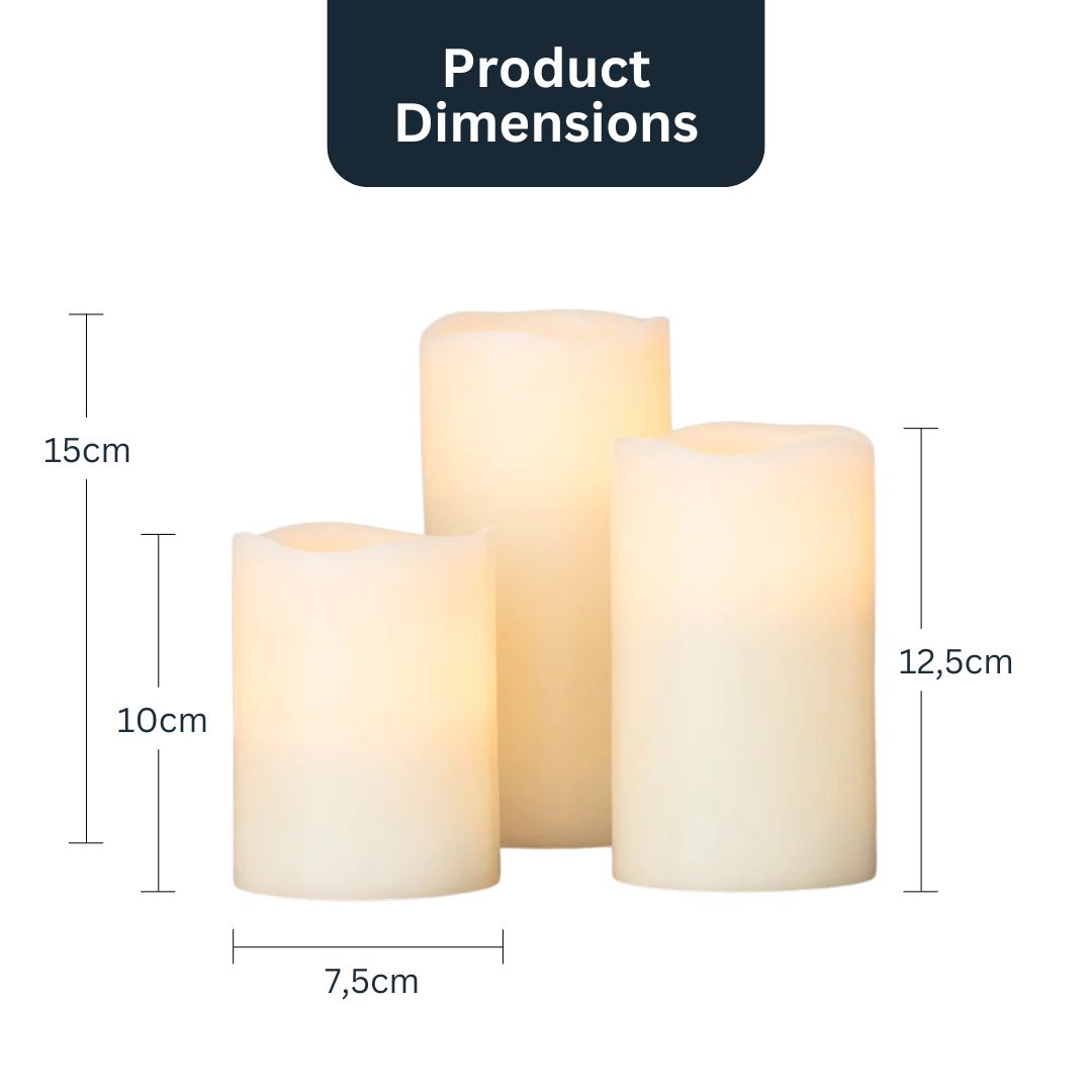 Norvo | Sett med 3 høye flameless voks LED lys